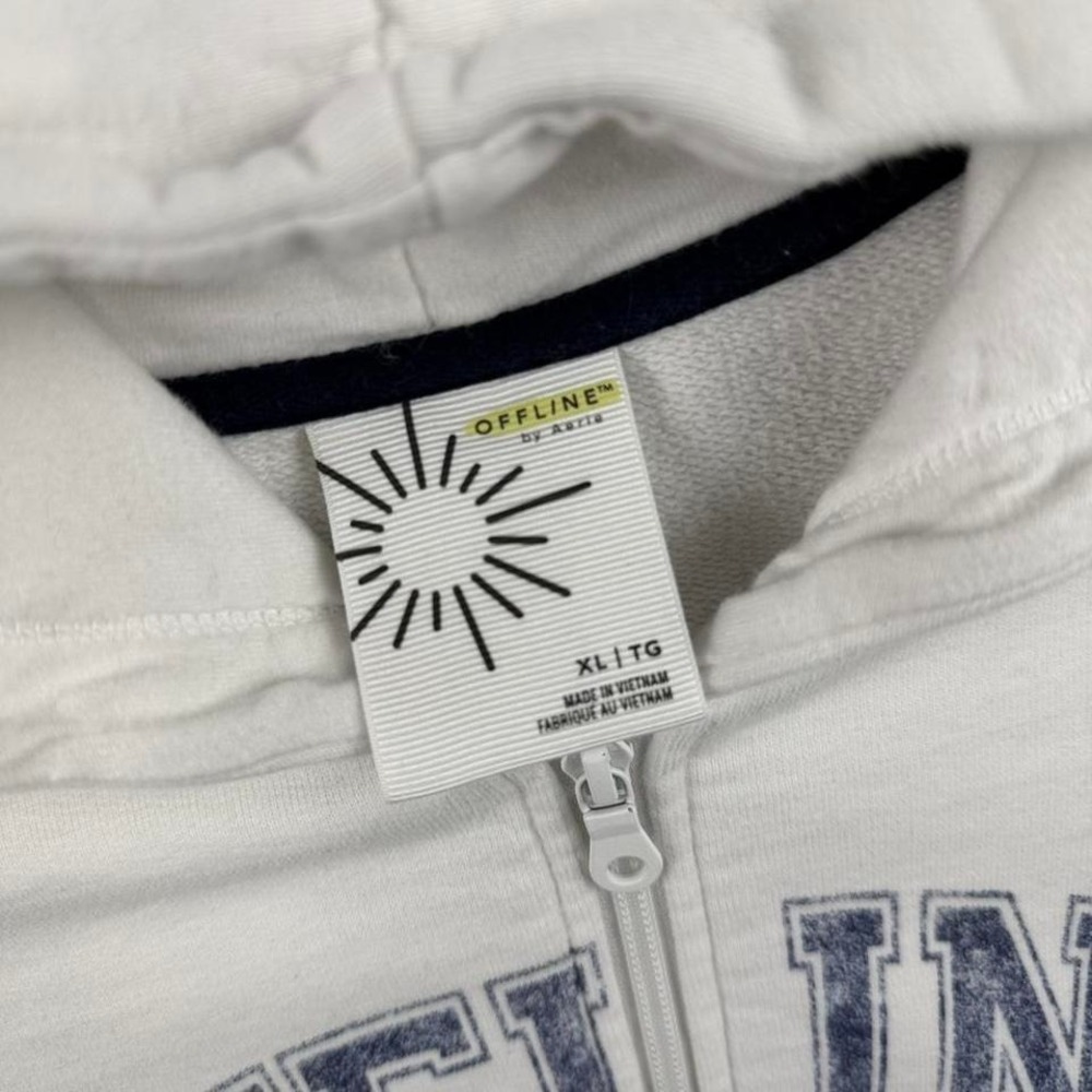 Vintage Y2K Offline NYC Zip Hoodie White Oversized Aerie - Picture 2 of 7